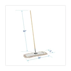 Clearance 24 in. x 5 in. Cotton Head 60 in. Wood Handle Cotton Dry Mopping Kit - Natural (1-Kit) Cleaning & Janitorial Supplies