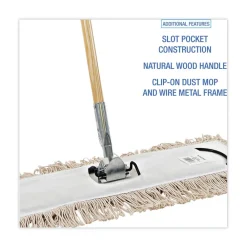 Clearance 24 in. x 5 in. Cotton Head 60 in. Wood Handle Cotton Dry Mopping Kit - Natural (1-Kit) Cleaning & Janitorial Supplies