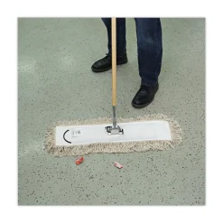 Clearance 24 in. x 5 in. Cotton Head 60 in. Wood Handle Cotton Dry Mopping Kit - Natural (1-Kit) Cleaning & Janitorial Supplies