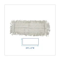 Sale 24 in. x 5 in. Disposable Cotton/Synthetic Cut End Dust Mop Head - White Cleaning & Janitorial Supplies