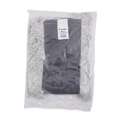 Outlet 36 in. x 5 in. Disposable Cotton/Synthetic Dust Mop Head with Sewn Center Fringe - White Cleaning & Janitorial Supplies