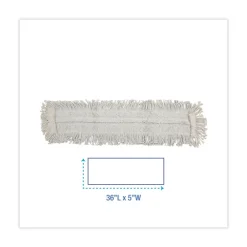 Outlet 36 in. x 5 in. Disposable Cotton/Synthetic Dust Mop Head with Sewn Center Fringe - White Cleaning & Janitorial Supplies