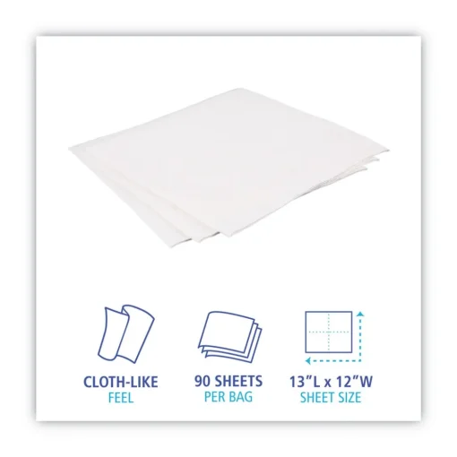 12 in. x 13 in. DRC Wipers - White (90 Bag, 12 Bags/Carton) Cleaning & Janitorial Supplies