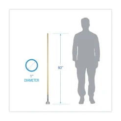 Hot 1 in. x 60 in. Lacquered Wood Swivel Head Clip-On Dust Mop Handle - Natural Cleaning & Janitorial Supplies