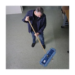 Hot 1 in. x 60 in. Lacquered Wood Swivel Head Clip-On Dust Mop Handle - Natural Cleaning & Janitorial Supplies