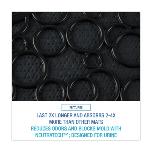 New 22 in. x 22 in. Non-Slip Rubber Commode Mat 2.0 Disposable Toilet Floor Mat - Black (6/Carton) Office Furniture & Lighting