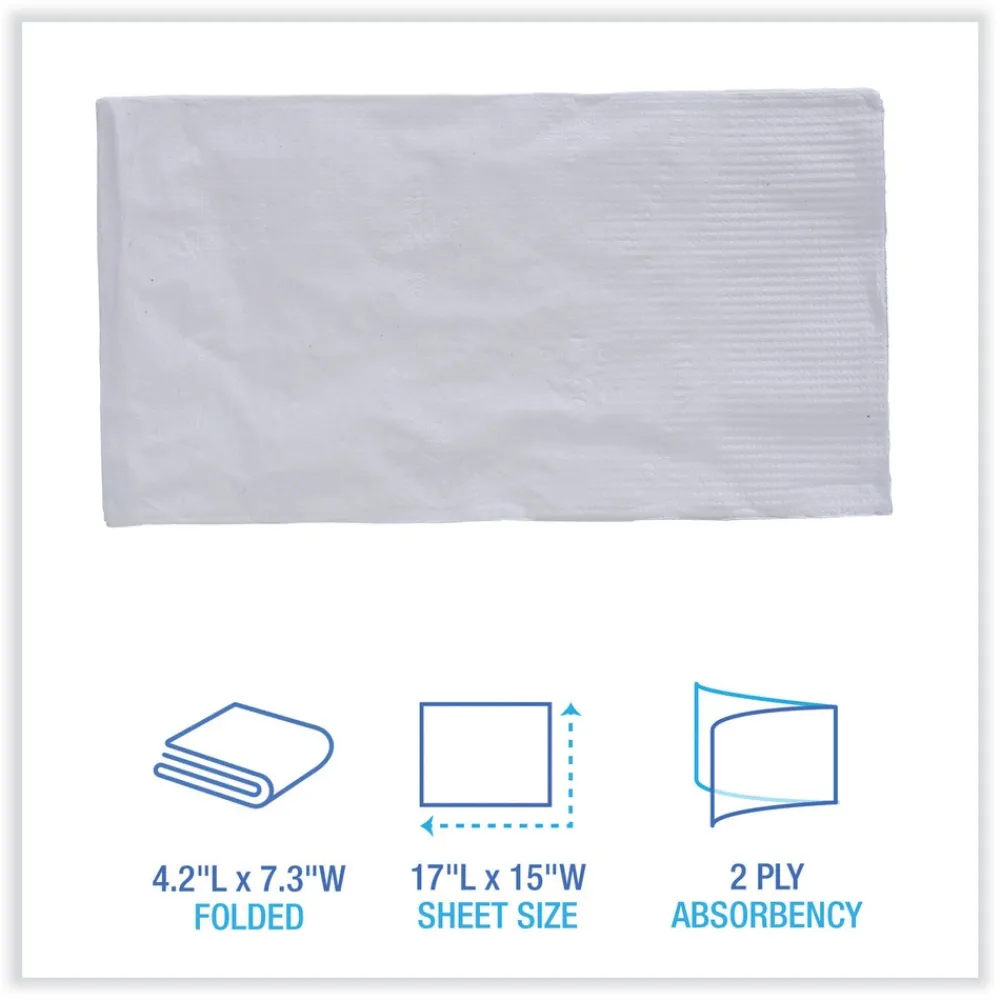 Outlet 17 in. x 15 in. 2-Ply Dinner Napkin - White (3000/Carton) Paper & Dispensers