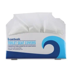Sale 14.17 in. x 16.73 in. Premium Half-Fold Toilet Seat Covers - White (250/Sleeve, 4 Sleeves/Carton) Cleaning & Janitorial Supplies