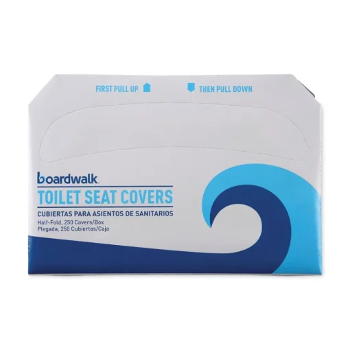 Sale 14.17 in. x 16.73 in. Premium Half-Fold Toilet Seat Covers - White (250/Sleeve, 4 Sleeves/Carton) Cleaning & Janitorial Supplies