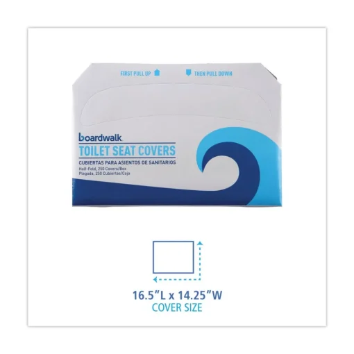 Sale 14.17 in. x 16.73 in. Premium Half-Fold Toilet Seat Covers - White (250/Sleeve, 4 Sleeves/Carton) Cleaning & Janitorial Supplies