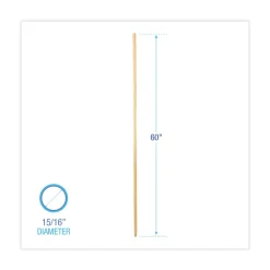 Hot 0.94 in. x 60 in. Threaded End Lacquered Wood Broom Handle - Natural Cleaning & Janitorial Supplies