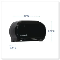 13 in. x 6.75 in. x 8.75 in. Standard Twin Toilet Tissue Dispenser - Black Paper & Dispensers