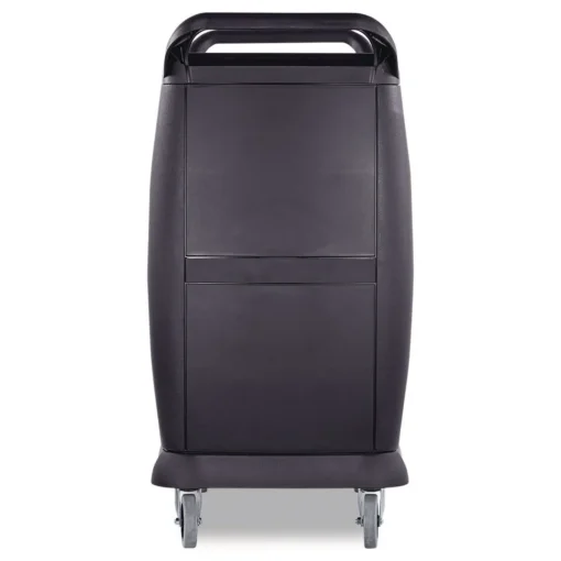 Outlet 18 in. x 36.25 in. x 38 in. 300 lb Capacity Plastic Bussing Cart with 3 Shelves - Black Utility Carts