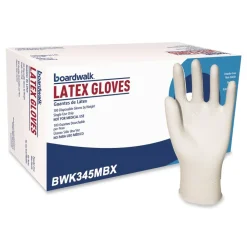 4.4 mil 12 in. Long Powder-Free General-Purpose Latex Gloves - Medium, Natural (100/Box) Cleaning & Janitorial Supplies