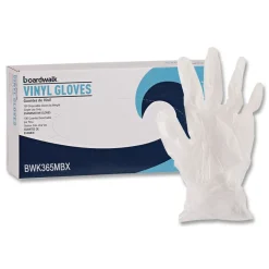 Online 2.6 mil 13 in. Long Powder-Free General Purpose Vinyl Gloves - Medium, Clear (100/Box) Cleaning & Janitorial Supplies