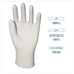 Clearance 4 mil 9.5 in. Long Powder-Free Synthetic Vinyl Gloves - Small, Beige (100/Box) Cleaning & Janitorial Supplies