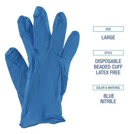 Online 5 mil Disposable General-Purpose Powder-Free Nitrile Gloves - Large, Blue (100/Box) Cleaning & Janitorial Supplies