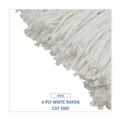 Clearance 24 oz. Cut-End Lie-Flat Rayon Wet Mop Head - White (12/Carton) Cleaning & Janitorial Supplies