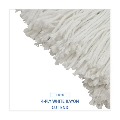 Clearance 24 oz. Cut-End Lie-Flat Rayon Wet Mop Head - White (12/Carton) Cleaning & Janitorial Supplies