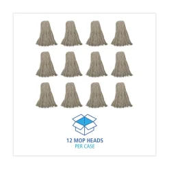 Clearance 32 oz. Economical Lie-Flat Cotton Fiber Mop Head - White (12/Carton) Cleaning & Janitorial Supplies