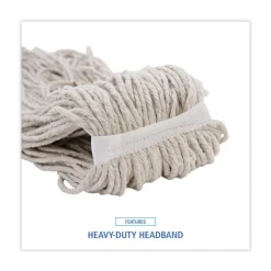 Clearance 32 oz. Economical Lie-Flat Cotton Fiber Mop Head - White (12/Carton) Cleaning & Janitorial Supplies