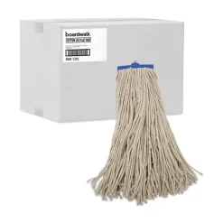 20 oz. Economical Lie-Flat Cotton Fiber Mop Head - White (12/Carton) Cleaning & Janitorial Supplies