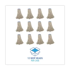 20 oz. Economical Lie-Flat Cotton Fiber Mop Head - White (12/Carton) Cleaning & Janitorial Supplies