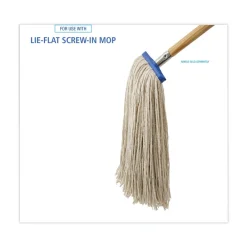 20 oz. Economical Lie-Flat Cotton Fiber Mop Head - White (12/Carton) Cleaning & Janitorial Supplies