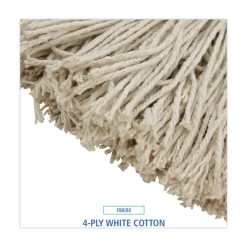 20 oz. Economical Lie-Flat Cotton Fiber Mop Head - White (12/Carton) Cleaning & Janitorial Supplies