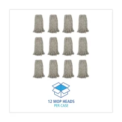 Outlet 20 oz. Premium Cut-End Cotton Wet Mop Heads - White (12/Carton) Cleaning & Janitorial Supplies
