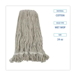 Best 24 oz. Pro Loop Web/Tailband Cotton Wet Mop Head - White (12/Carton) Cleaning & Janitorial Supplies