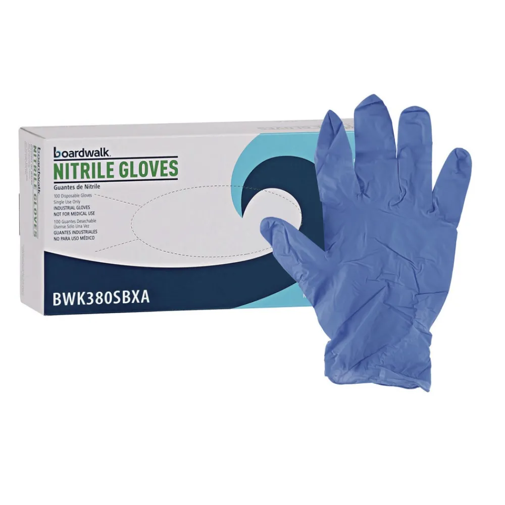 Best 380 Series 4 mil Thick 9.5 in. Long Powder-Free Disposable General-Purpose Nitrile Gloves - Small, Blue (100/Box, 10 Boxes/Carton) Cleaning & Janitorial Supplies