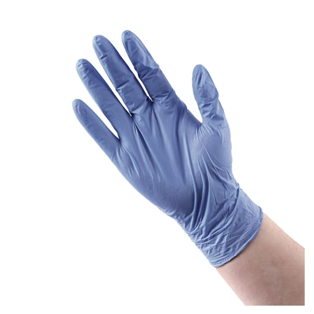 Best 380 Series 4 mil Thick 9.5 in. Long Powder-Free Disposable General-Purpose Nitrile Gloves - Small, Blue (100/Box, 10 Boxes/Carton) Cleaning & Janitorial Supplies