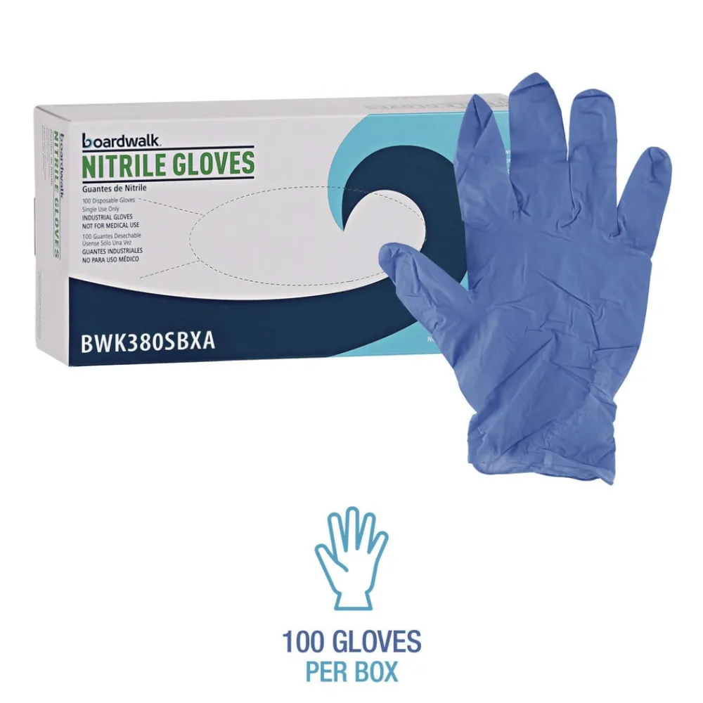 Best 380 Series 4 mil Thick 9.5 in. Long Powder-Free Disposable General-Purpose Nitrile Gloves - Small, Blue (100/Box, 10 Boxes/Carton) Cleaning & Janitorial Supplies