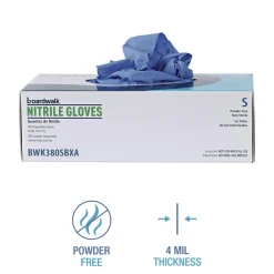 Best 380 Series 4 mil Thick 9.5 in. Long Powder-Free Disposable General-Purpose Nitrile Gloves - Small, Blue (100/Box, 10 Boxes/Carton) Cleaning & Janitorial Supplies