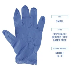 Best 380 Series 4 mil Thick 9.5 in. Long Powder-Free Disposable General-Purpose Nitrile Gloves - Small, Blue (100/Box, 10 Boxes/Carton) Cleaning & Janitorial Supplies