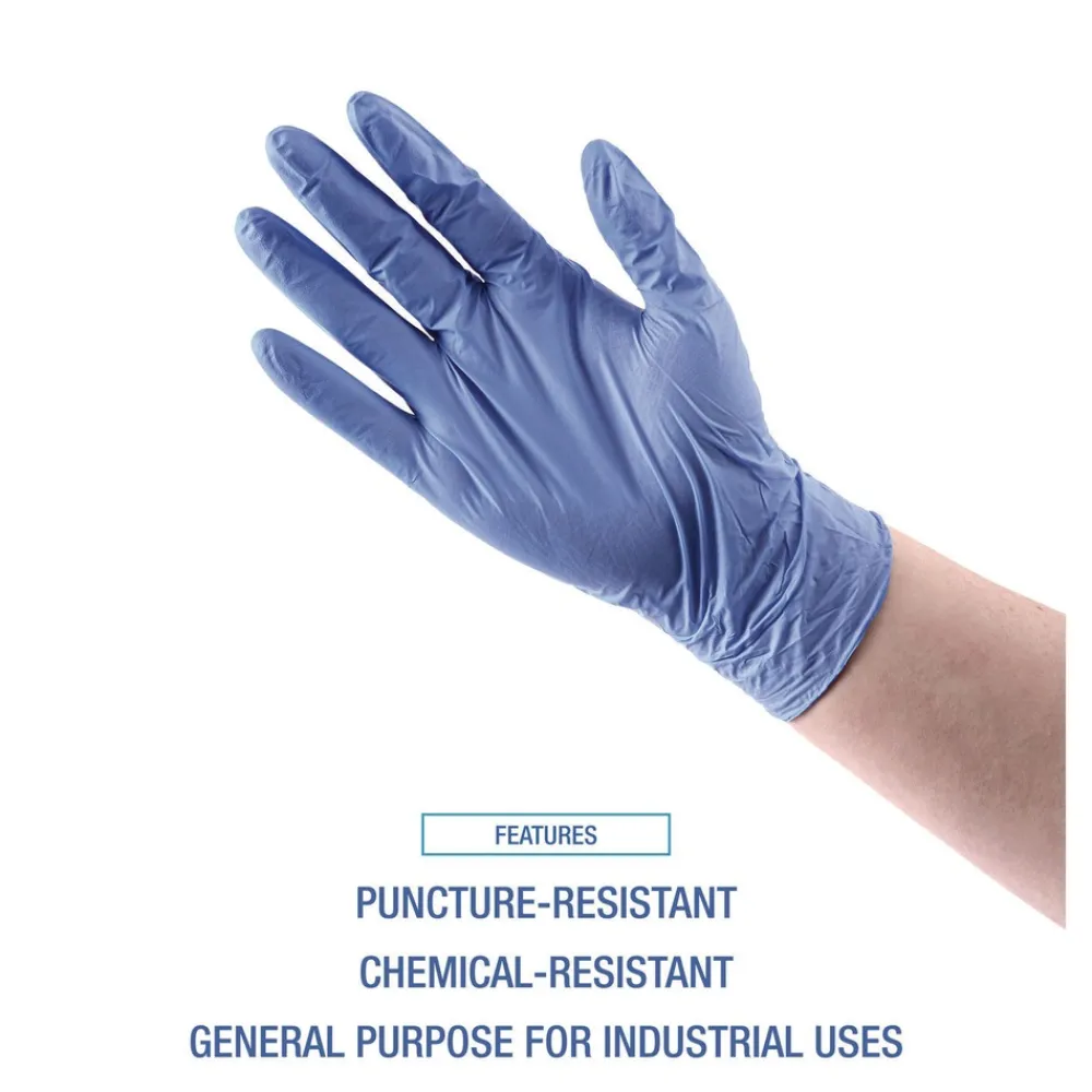 Best 380 Series 4 mil Thick 9.5 in. Long Powder-Free Disposable General-Purpose Nitrile Gloves - Medium, Blue (100/Box, 10 Boxes/Carton) Cleaning & Janitorial Supplies