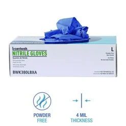 Discount 380 Series 4 mil Thick 9.5 in. Long Powder-Free Disposable General-Purpose Nitrile Gloves - Large, Blue (100/Box, 10 Boxes/Carton) Cleaning & Janitorial Supplies