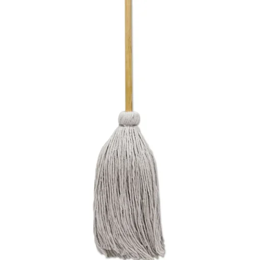 Sale #20 White Cotton Head 50 in. Wood Handle Cotton Deck Mop (12/Carton) Cleaning & Janitorial Supplies