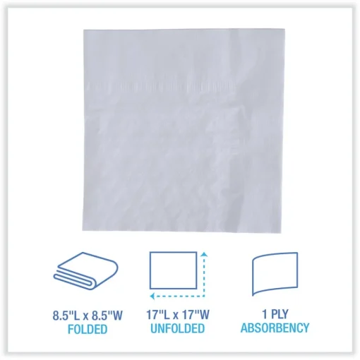 BWK8307 17 in. x 17 in. 1-Ply Dinner Napkin - White (3000/Carton) Paper & Dispensers