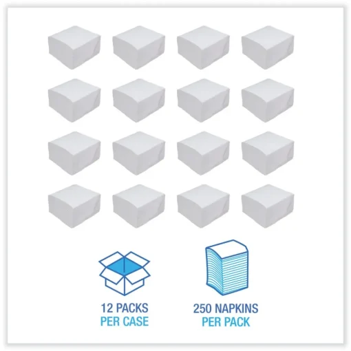 BWK8307 17 in. x 17 in. 1-Ply Dinner Napkin - White (3000/Carton) Paper & Dispensers