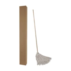 New BWK124C 24 oz. Cotton Fiber Head Deck Mop with 54 in. Wooden Handle (6/Pack) Cleaning & Janitorial Supplies