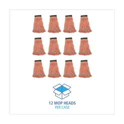 Clearance BWK502OR 5 in. Super Loop Cotton/Synthetic Fiber Wet Mop Head - Medium, Orange (12/Carton) Cleaning & Janitorial Supplies