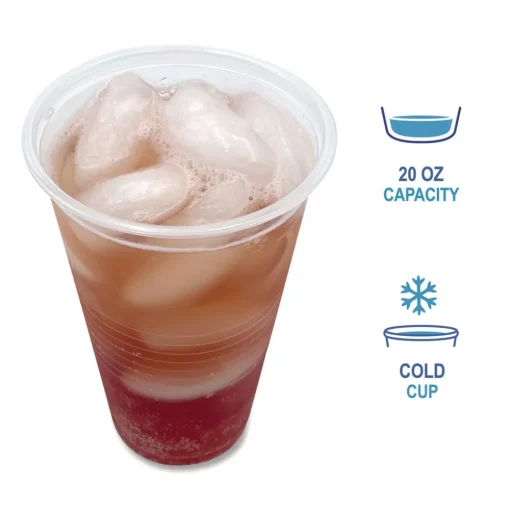 Clearance BWKTRANSCUP20CT 20 oz. Translucent Plastic Cold Cups - Clear (1000/Carton) Tabletop And Serveware