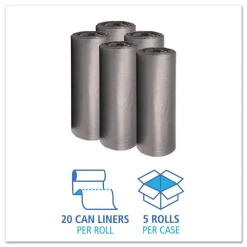 Sale H7658SGKR01 38 in. x 58 in. 1.1 mil 60 gal. Low-Density Waste Can Liners - Gray (100/Carton) Trash & Waste Bins