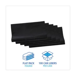 Discount H8647WKK 56 Gallon 1.7 mil 43 in. x 47 in. Flat Pack Linear Low Density Industrial Can Liners - Black (100/Carton) Storage & Organization