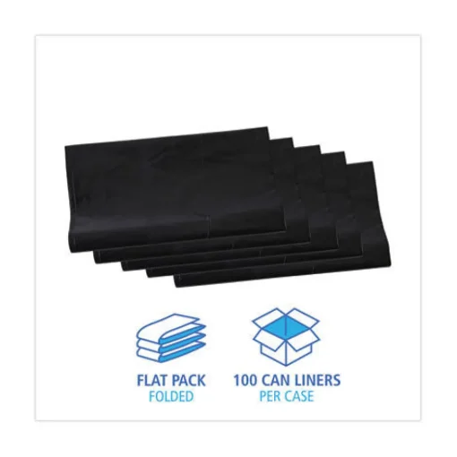 Discount H8647WKK 56 Gallon 1.7 mil 43 in. x 47 in. Flat Pack Linear Low Density Industrial Can Liners - Black (100/Carton) Storage & Organization
