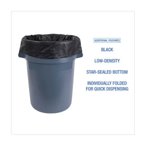 Discount H8647WKK 56 Gallon 1.7 mil 43 in. x 47 in. Flat Pack Linear Low Density Industrial Can Liners - Black (100/Carton) Storage & Organization