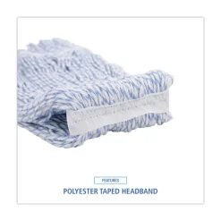 Hot Narrow Floor Finish Rayon/Polyester Mop Head - Medium, White/Blue (12/Carton) Cleaning & Janitorial Supplies
