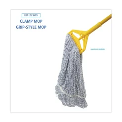 Hot Narrow Floor Finish Rayon/Polyester Mop Head - Large, White/Blue (12/Carton) Cleaning & Janitorial Supplies